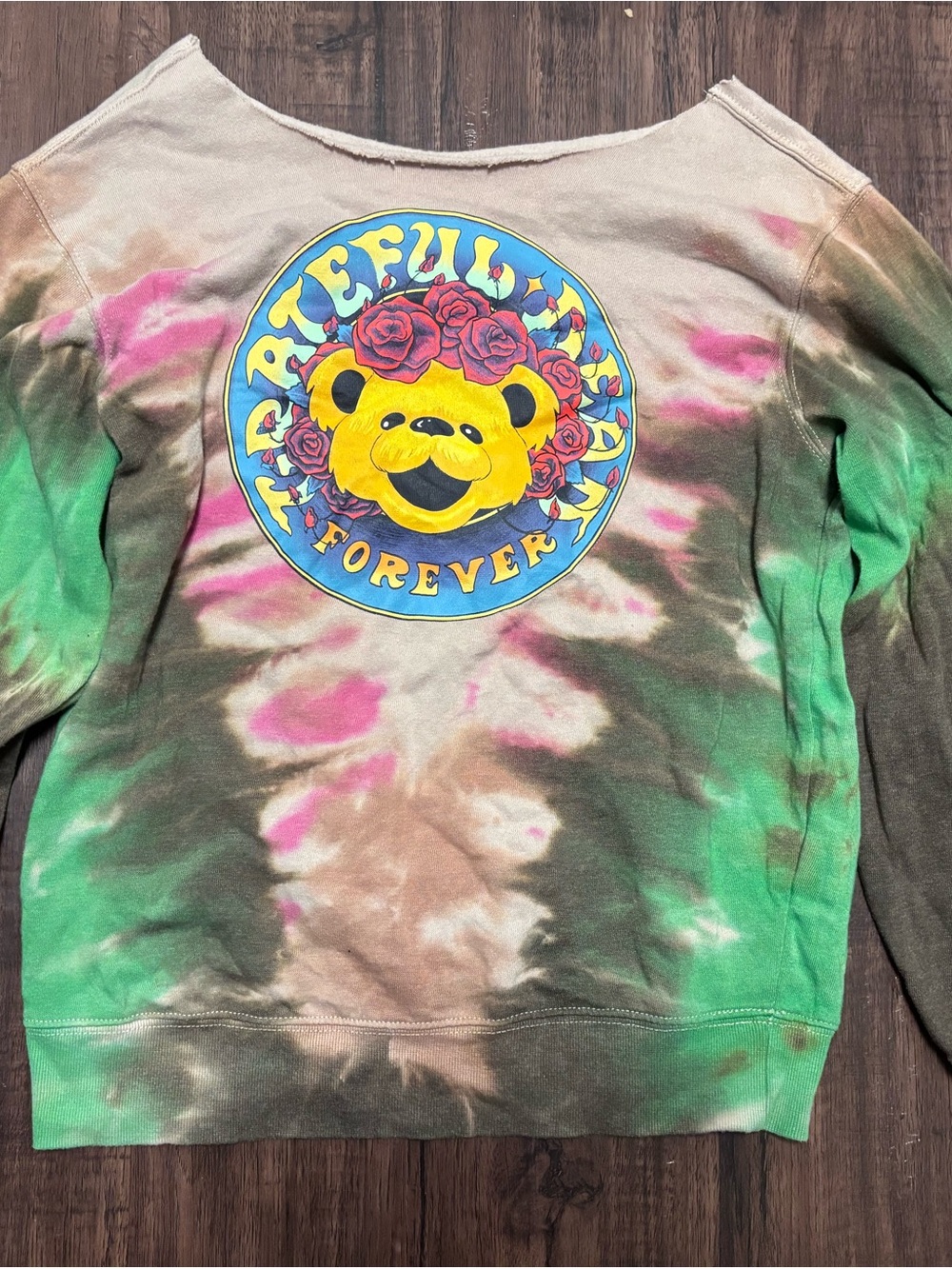 Grateful Dead Multicolor Tie-Dye Sweatshirt with Yellow Bear Logo XS